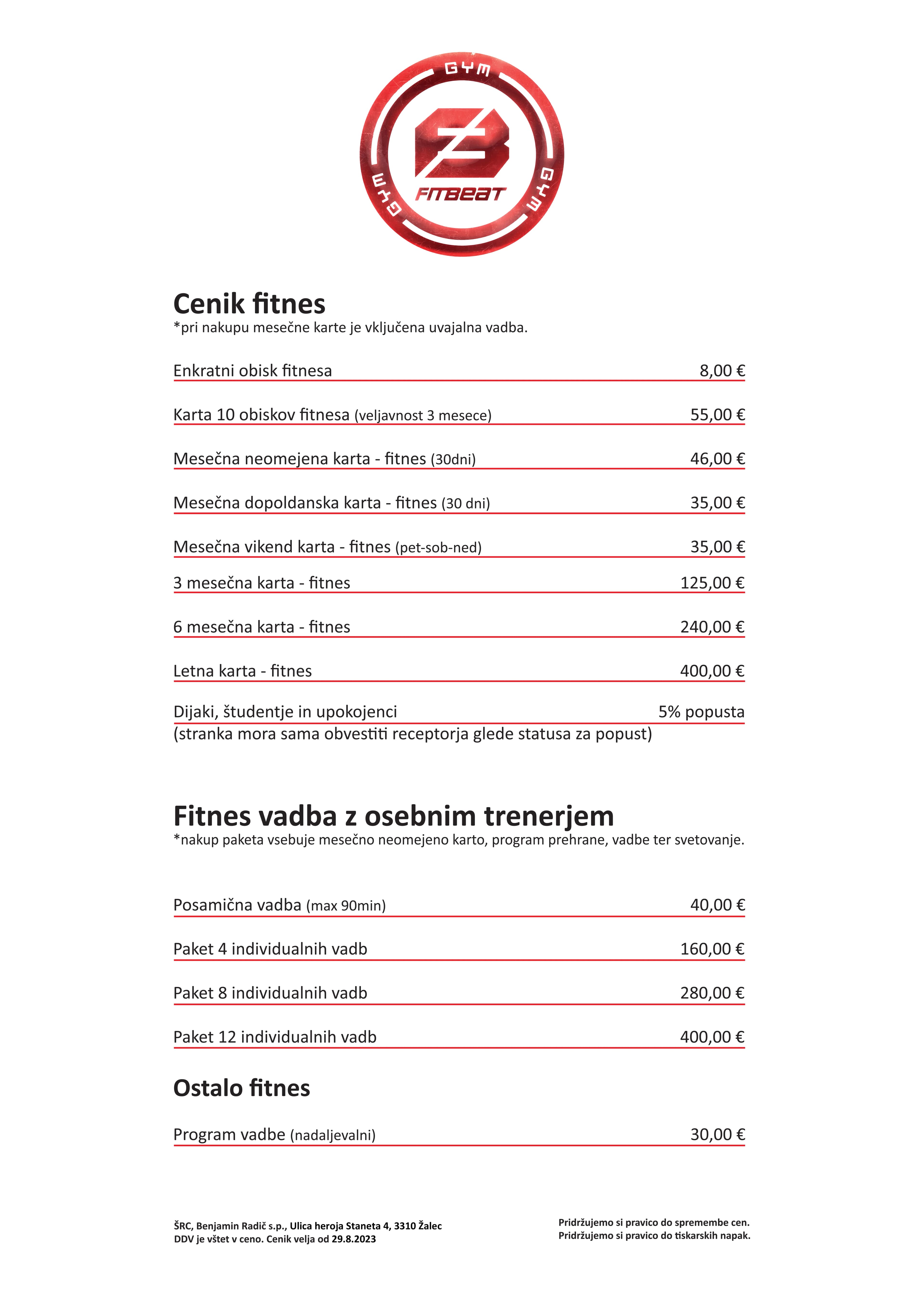 FitBeat gym Žalec - Celje